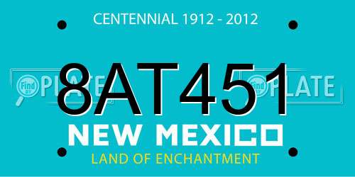 8AT451 New Mexico License Plate