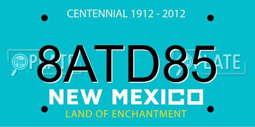 8ATD85 New Mexico License Plate