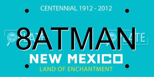8ATMAN New Mexico License Plate