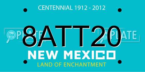 8ATT20 New Mexico License Plate