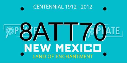 8ATT70 New Mexico License Plate