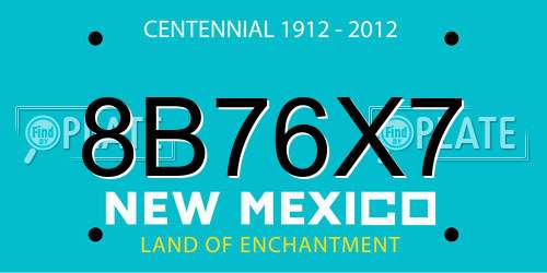 8B76X7 New Mexico License Plate