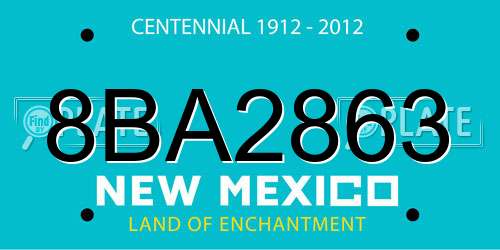 8BA2863 New Mexico License Plate