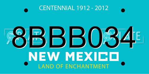 8BBB034 New Mexico License Plate
