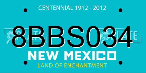 8BBS034 New Mexico License Plate