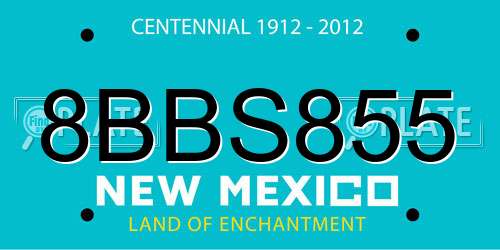8BBS855 New Mexico License Plate