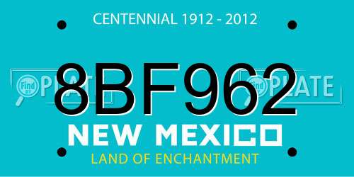 8BF962 New Mexico License Plate