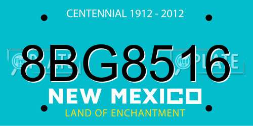 8BG8516 New Mexico License Plate