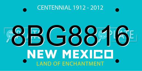 8BG8816 New Mexico License Plate