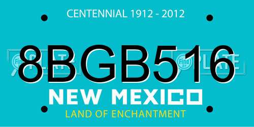 8BGB516 New Mexico License Plate