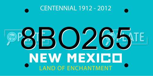 8BO265 New Mexico License Plate