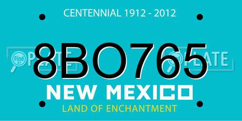 8BO765 New Mexico License Plate