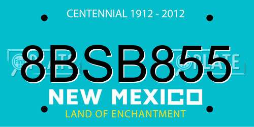 8BSB855 New Mexico License Plate