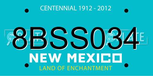 8BSS034 New Mexico License Plate