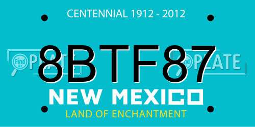 8BTF87 New Mexico License Plate