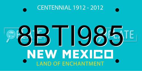 8BTI985 New Mexico License Plate