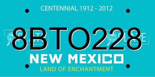 8BTO228 New Mexico License Plate