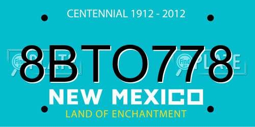 8BTO778 New Mexico License Plate