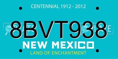 8BVT938 New Mexico License Plate