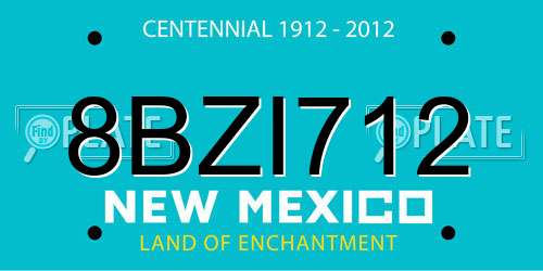 8BZI712 New Mexico License Plate