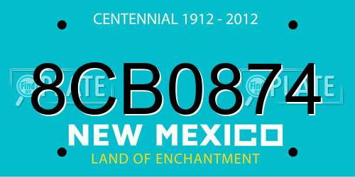8CB0874 New Mexico License Plate