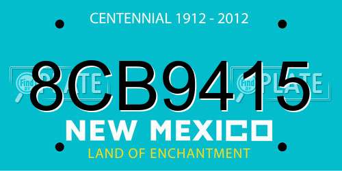 8CB9415 New Mexico License Plate