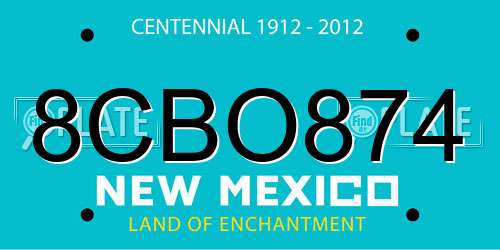 8CBO874 New Mexico License Plate