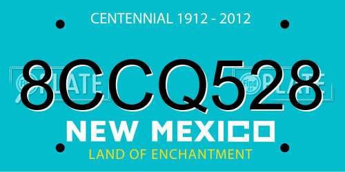 8CCQ528 New Mexico License Plate