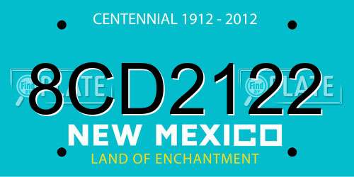 8CD2122 New Mexico License Plate