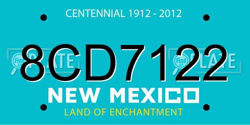 8CD7122 New Mexico License Plate