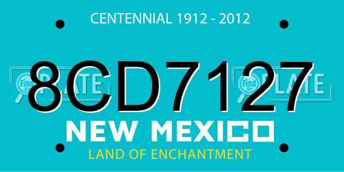 8CD7127 New Mexico License Plate