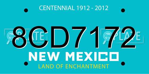 8CD7172 New Mexico License Plate