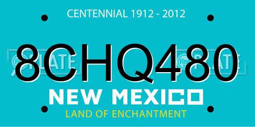 8CHQ480 New Mexico License Plate
