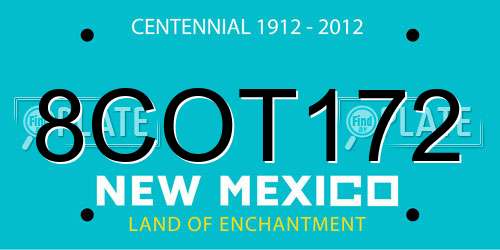 8COT172 New Mexico License Plate