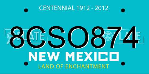 8CSO874 New Mexico License Plate