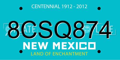 8CSQ874 New Mexico License Plate