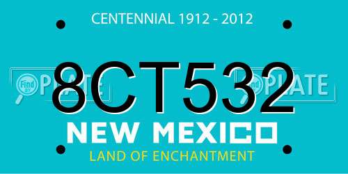 8CT532 New Mexico License Plate