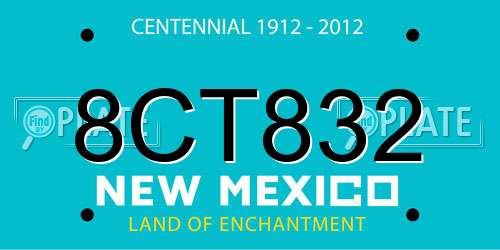 8CT832 New Mexico License Plate