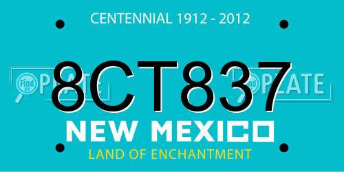 8CT837 New Mexico License Plate