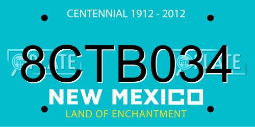 8CTB034 New Mexico License Plate