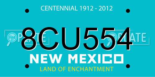 8CU554 New Mexico License Plate