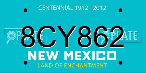 8CY862 New Mexico License Plate