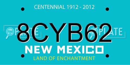 8CYB62 New Mexico License Plate