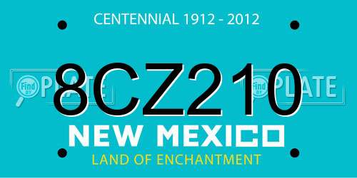 8CZ210 New Mexico License Plate