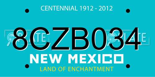 8CZB034 New Mexico License Plate