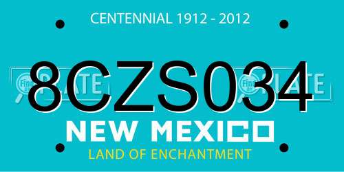 8CZS034 New Mexico License Plate