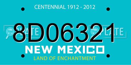 8D06321 New Mexico License Plate