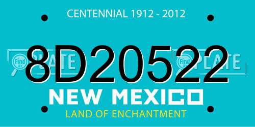 8D20522 New Mexico License Plate