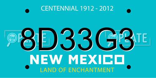 8D33G3 New Mexico License Plate