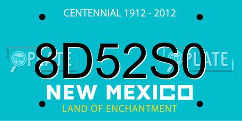 8D52S0 New Mexico License Plate